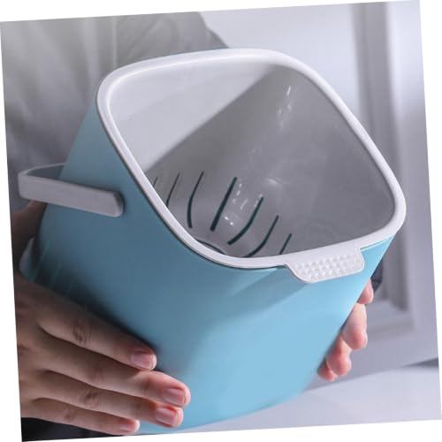 Contenedor de basura plástico portátil con tapa azul miniatura 5