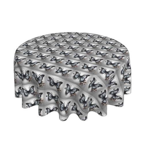 Nappe ronde grise anti-tache pour protéger la table de ferme des salissures