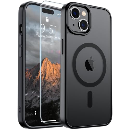 SUPFINE Magnetic for iPhone 15 Case with Screen Protector (Compatible with MagSafe)(Military Grade...