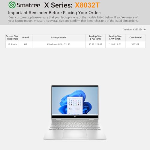 Image of Smatree Hard Protective Sleeve Compatible for 13.3 inch HP EliteBook 8 Flip G1i,for 13.8 inch Microsoft Surface Laptop Copilot+PC /Surface Laptop 7,for DELL Latitude 7340 or 2-in-1 Case, Green(X8032TG)