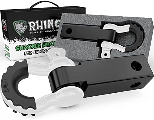 Rhino USA Hitch Receiver Shackle (for 2" Receivers) Trailer Accessories for Trucks, Jeep, Toyota and More - Connect Your Rhino Tow Strap for Vehicle Recovery