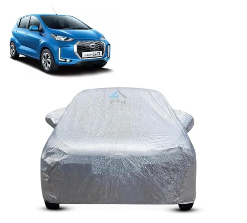Image of Y3H 100% Waterproof Car Cover Compatible with Datsun Redi Go (Model : 2016 Onwards) Custom Fit Body Covers with Mirror Pockets | Color : Metalic Silver