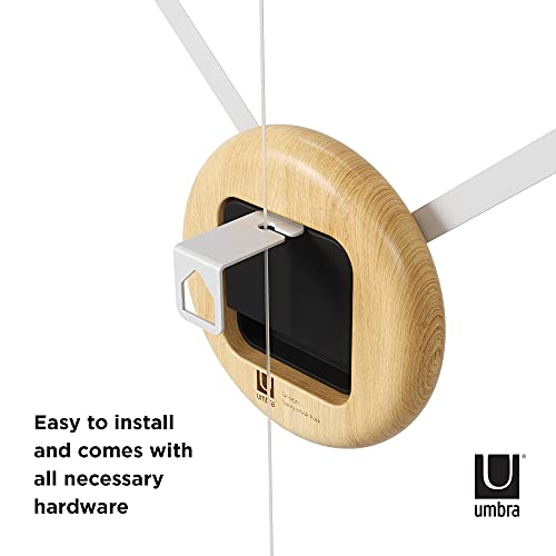 Umbra Hangtime Modern Diy 3D Hanging, Large Decorative Wall Clock, Simple Indicators, Minimalist, White-Natural #TOP3