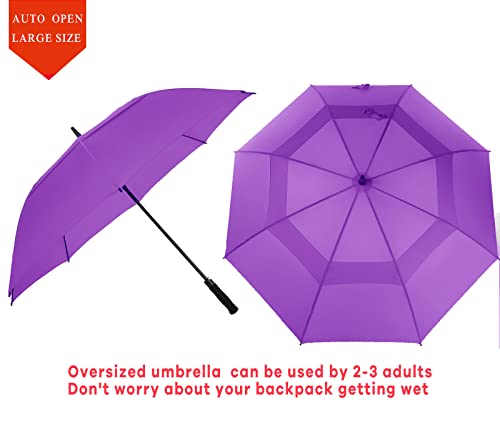 Baraida Golf Umbrella Large 62/68/72 Inch, Extra Large Oversize Double Canopy Vented Windproof Waterproof Umbrella, Automatic Open Golf Umbrella For Men And Women And Family.(62 Inch, Purple) #TOP6