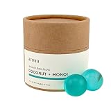 Avivni Moisturizing Bath Oil Beads (15 Pearls), Coconut Oil, Monoi Oil, Soothing Tropical Scent, Biodegradable, Recyclable Container, Mother's Day