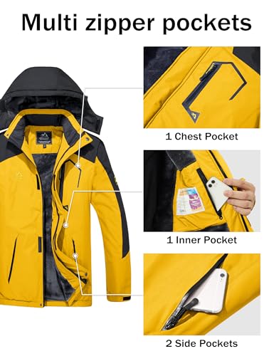 Image of MAGCOMSEN Men's Winter Coats Waterproof Ski Snow Jacket Warm Fleece Jacket Parka Raincoats With Multi-Pockets| Standard Length