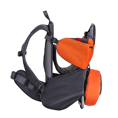 phil&teds Parade Child Carrier Frame Backpack, Orange – Compact, Lightweight (4.4lbs) – Holds a 40lb Child – Ergo Fit Harness – Waterproof – Minipack Included - 2 Year Guarantee