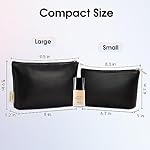 Wandering Nature Makeup Bag Small Cosmetic Bag for Purse 2 Pack Small Make Up Pouch Vegan Leather Cute Travel Pouch with Zipper for Women, Black - Image 2