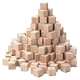 Wood Cubes Wooden Blocks for Crafts 1/2 inch, 200 PCS Small Blank Wood Blocks Wooden Cubes for Crafting, Baby Shower, Unfinished Plain Squares for Counting Blocks, Alphabets Letters, Stamps, Dice