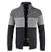 PANBOB Jacke Herren Stehkragen Spleißen Reißverschluss Sakko Herren Herbst Winter Übergangsjacke Mode Lässig Sport Strickjacke Herren Warm Komfortabel Sweatjacke Herren