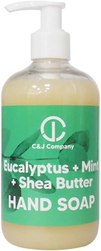 Hand Soap, Made with Shea Butter, Eucalyptus + Mint,Moisturizing Hand Wash, All Natural, Alcohol-Free, Cruelty-Free, 12oz