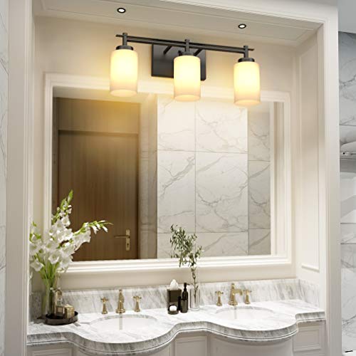 Image of Aipsun Black Vintage Vanity Light, Bathroom Vanity Lighting Fixtures Industrial Vanity Light for Bathroom Black Wall Light Over Mirror(Exclude Bulb)