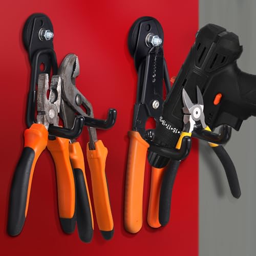 Image of Landhoow 14 Pcs Large Magnetic Hooks Heavy Duty Garage Magnet Hooks Strong Storage Utility Magnetic Hangers with Anti Slip Rubber Coating for Indoor and Outdoor Hanging (Black)