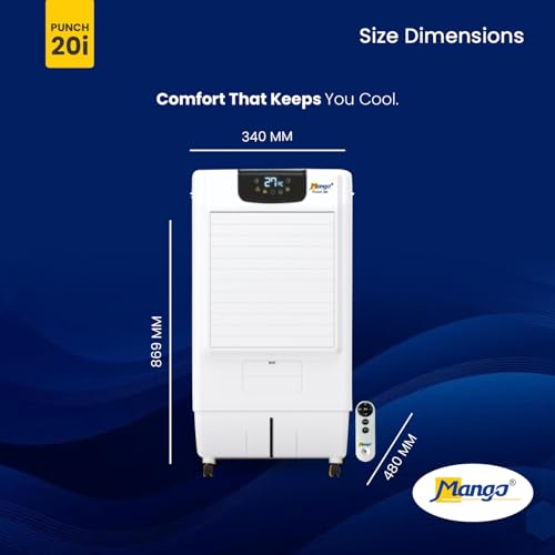 Image of Mango Punch Room Air Cooler Punch 20i |2000 m /hr Air Delivery | Honeycomb Pads | Auto Swing | Castor Wheels | For Rooms up to 235 Sq Ft (18L)