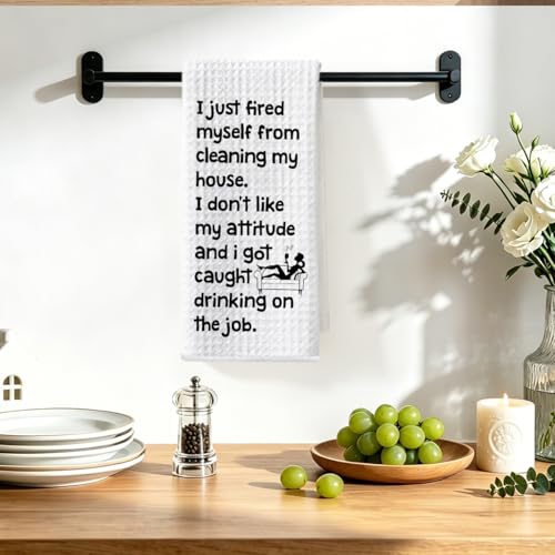 Image of Hanamiya Na Funny Kitchen Towels 24x14 Inch, Sarcastic Sayings Reusable Dish Towels for Kitchen Bathroom Decor, Waffle Weave Absorbent Hand Cloth Tea Towel, Funny Gifts for Women Mom Friend