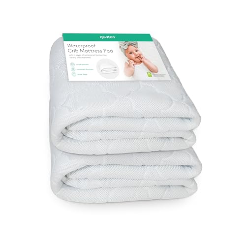 Image of Newton Baby Waterproof Crib Mattress Pad | Ultra-Breathable Quilted Layer for Comfort & Universal Fitted Skirt for Secure Fit | Machine Washable | Crib Mattress Protector Pad Waterproof, 2 Packs