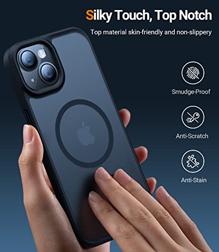 Torras 𝗡𝗘𝗪 Magnetic For Iphone 14 Plus Case, 10Ft Military Grade Drop Tested, Compatible With Magsafe, Slim Protective Translucent Matte Shockproof Cover For Iphone 14 Plus Phone Case, Black #TOP5