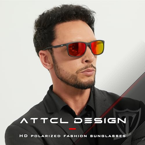 ATTCL Bundle Men's Retro Metal Frame Driving Polarized Sunglasses For Men/Women:(3087-Black-Red)+(8587-black-blue)4