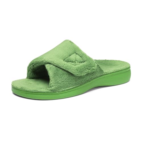 Image of SOLLBEAM Women's Plantar Fasciitis Fuzzy House Orthopedic Adjustable Slippers With Arch Support Orthotic Heel Cup Sandals For Ladies