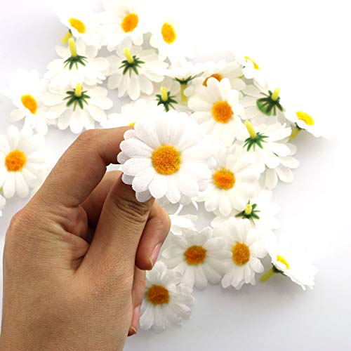 Fabric Daisy Flower Head 100Pcs 1.5Inch White Artificial Gerbera Fake Flowers Heads For Wedding Party And Diy Craft #TOP3