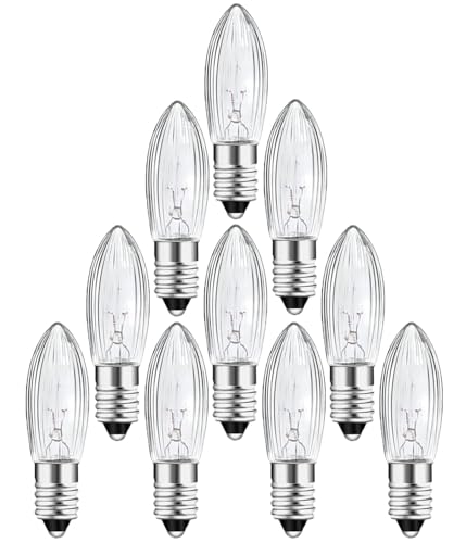 KINGYEENUO E10 Candle Light Bulbs 3W 23V Arch Bridge Bulb Replacement Christmas Lamp Warm White 2400K, E10 Tapered Candle Bulb for Candle Bridge Arch Fairy Lights Candlestick, 10 Pack