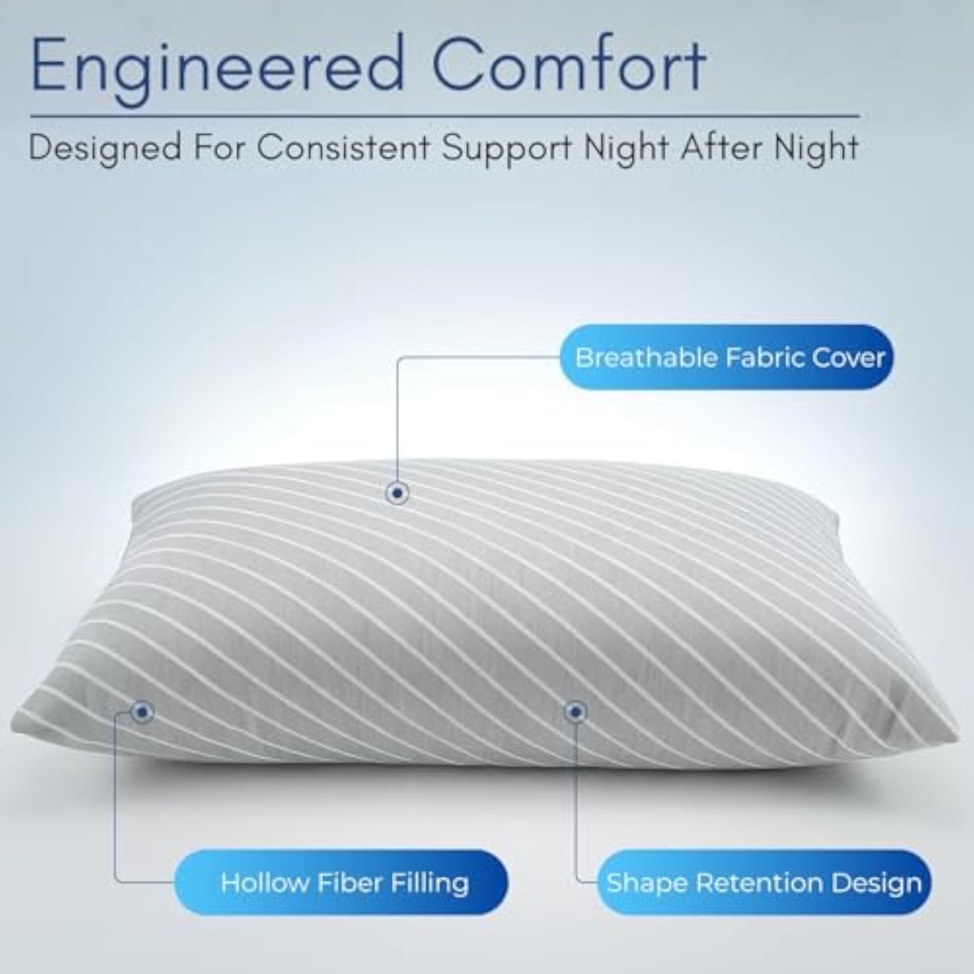 Hollow Fiber Sleeping Pillow, Soft & Fluffy Comfort