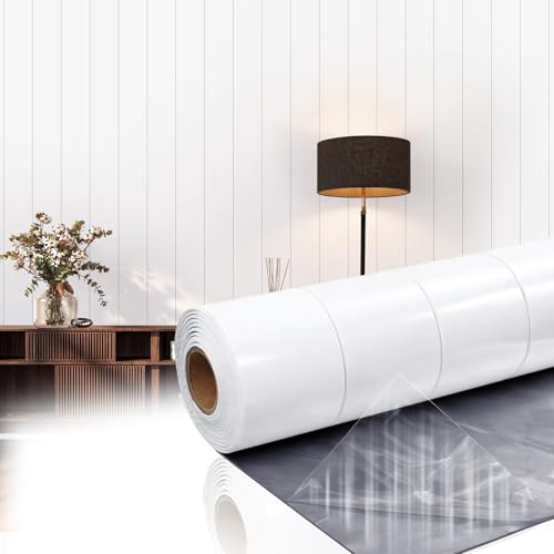 Geelin Shiplap Peel and Stick Panels for Walls Self Adhesive PVC Slat Wall Panel 15.75'x 118' Peel and Stick Wallpaper Backsplash Soundproof Wall Panels for Bedroom Living Room Decor Ceiling