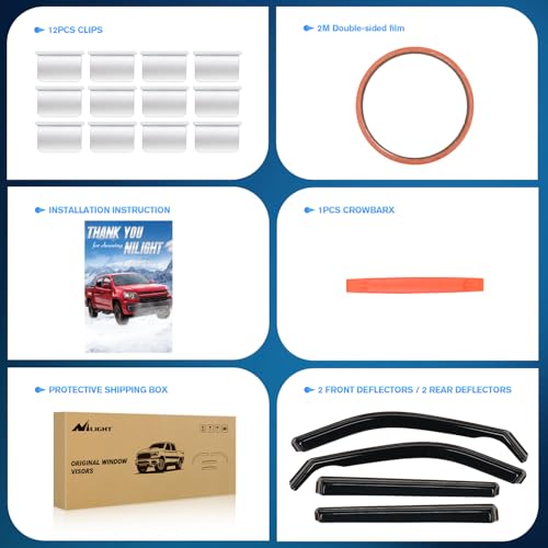 Image of Nilight Vent Window Visors for Jeep Compass 2017-2026, in-Channel, 4PCS