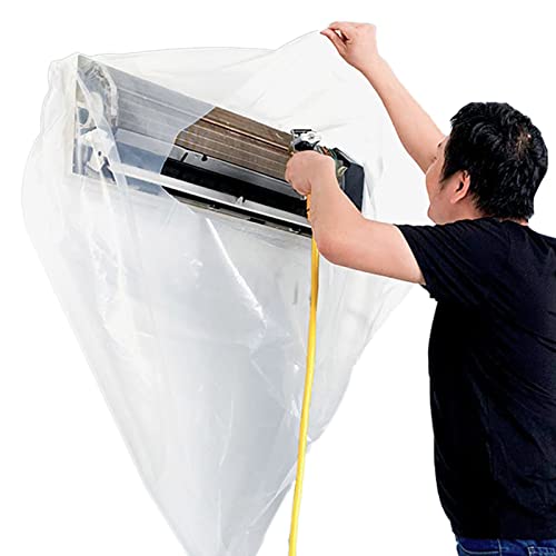 xinxin-homeエアコン洗浄カバー 透明 クリーニング 壁掛け式 防水カバー エアコン掃除用品 ほこり対策 清掃 はっきり 見える サイズ調整 伸縮 自宅用/業務用 室内用 日本語説明書付き Mサイズ 外周240cm