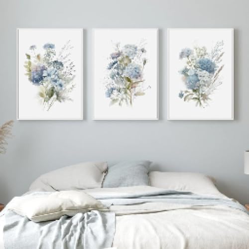 Impression sur toile fleurs bohèmes triptyque d'art mural 60x80 cm haute définition