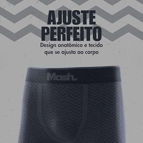 MASH Kit 2 Cuecas Boxer Sem Costura Masculino Adulto, 2 Cinza Chumbo, M