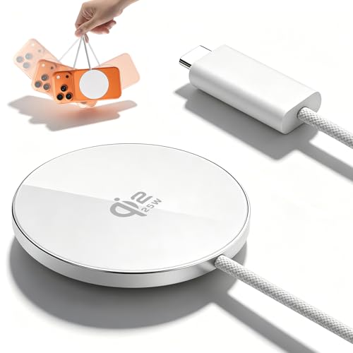 Qi2�F�� MagSafe�[�d�� ���C�����X�[�d�� 25W�}���[�d �}�O�l�b�g�� iPhone17/16/15/14/13/12�Ή� AirPods�Ή� Type-C�ڑ� �����^ �y�� �ߔM�ی� �����z�� ���s/����/�I�t�B�X�p �z���C�g (�z���C�g)