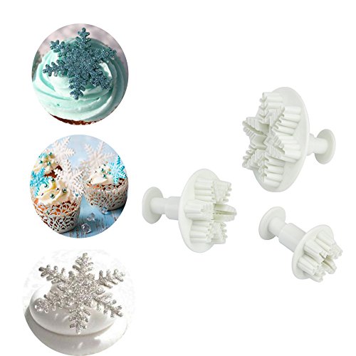 ☀ Dergo ☀3Pcs Snowflake Cake Decorating Fondant Plunger Cutters Mold Mould Cookies Tools