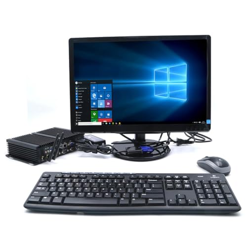 Image of Silent Industrial Mini PC, i5 CPU Fanless Mini Computer, 8GB DDR3L RAM, 512GB SSD, 4xCOM RS232, 2xNICs, HD&VGA Dual Display, WiFi, Full Metal Case, W-11 Pro