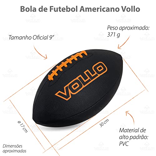 Bola de Futebol Americano Tamanho Oficial 9 Preta Vollo Sports