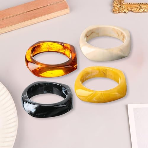Square Acrylic Resin Bangle Bracelet Geometric Irregular Bangle Bracelets Colorful Chunky Bracelet Acrylic Resin Bangles Sets for Women4