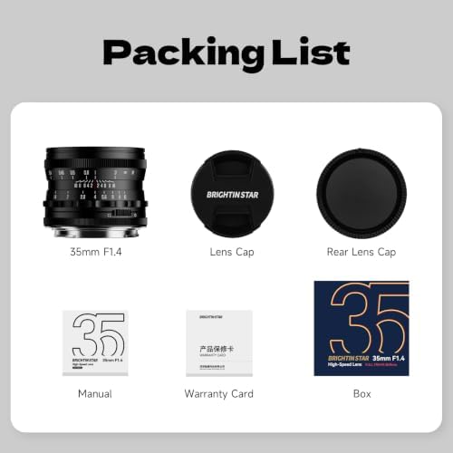 Brightin Star 35mm F1.4 MF Manual Focus Full Frame Lens for Sony E Mount Black