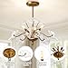 Luvkczc Modern Gold Chandelier,Vintage Brass Flower Glass Pendant Light Fixture,Mid Century Ceiling Light Fixture for Dining Room, Kitchen, Living Room, Bedroom Hallway Porch,3 Lights