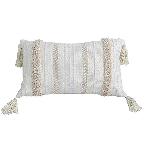Firoya Deko Kissen Dekorative Kissenbezug Baumwolle Dekokissen Boho Super Weich Kissenbezüge Quaste Decor Kissenhülle für Sofa Couch Schlafzimmer Wohnzimmer Perfekte Dekoration Cover