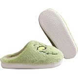Hauioe Christmas Slippers Cartoon Plush Slippers Winter Soft Green Merry Christmas Gifts