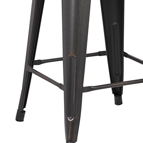 Ac Pacific Modern Industrial Metal Bar Stool, Bucket Back And 4 Leg Design Ideal For Kitchen Island Or Counter Top, Set Of 2, 30" Seat, Distressed Black #TOP3