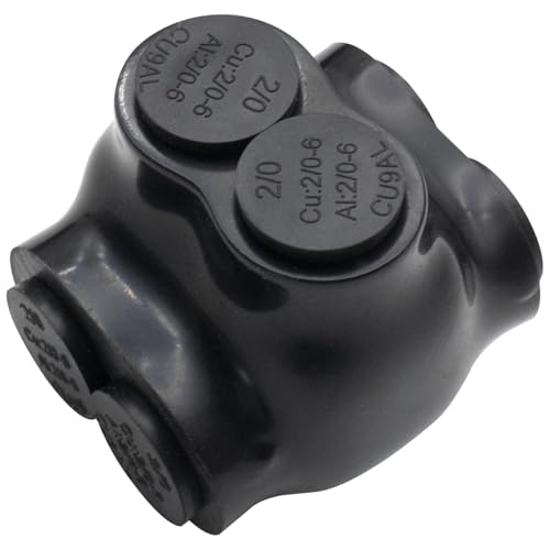 2/0-6AWG Insulated 2 Port Inline Splice Connector Black Wire Connectors,Allen Hex 3/16" Insulated Cable Connectors Pre-Loaded Oxide Inhibitors,UL Listed(1pcs)