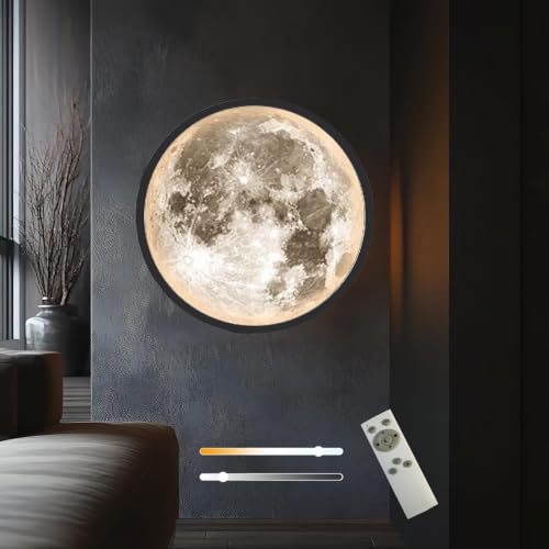 ZSYUBO Dimmable Moon Wall Sconce Plug in Modern LED Wall Light Black 12