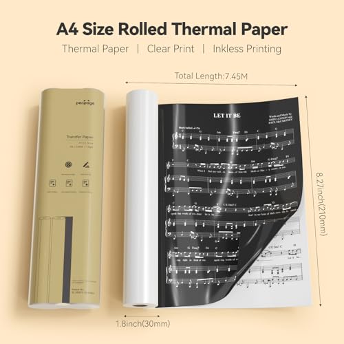 Papel térmico A4 de 8.3 pulgadas compatible con PeriPage A40 y MT810 2