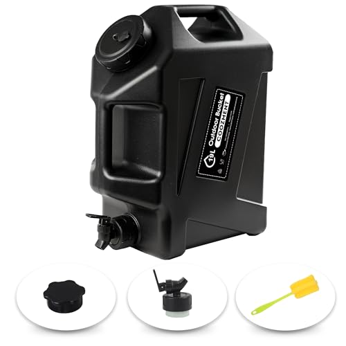 COOZMENT 5 Gallon (19L) Portable Water Containers with Spigot, BPA Free Water Jug, Black Water Tank, Multifunction Water Storage Containers for Camping Outdoor Hiking,Emergency Stroage