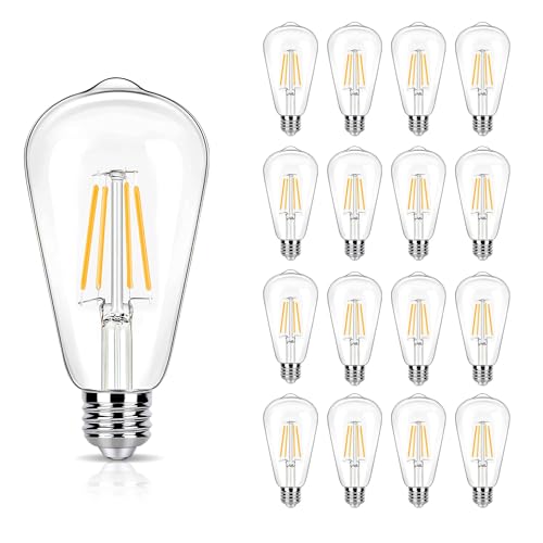 LED Edison Bulbs 16 Pack 4W 2700K 450lm ST19 E26