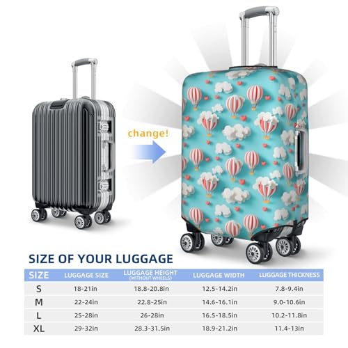 Luggage Cover Protector - Cartoon Cloud Balloon Heart Print Fit 22-24 Inch Suitcase Covers for Luggage2