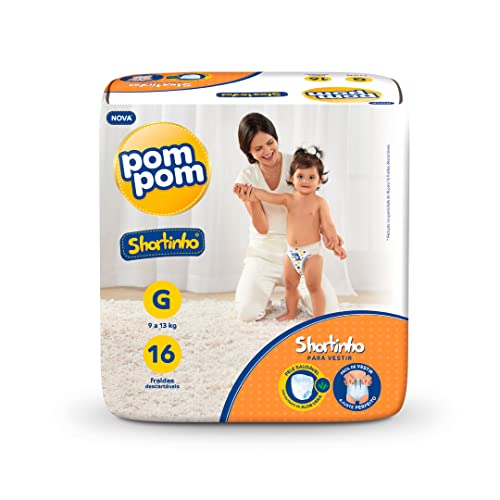 Fralda Shortinho, Pom Pom, Jumbinho G pacote de 16