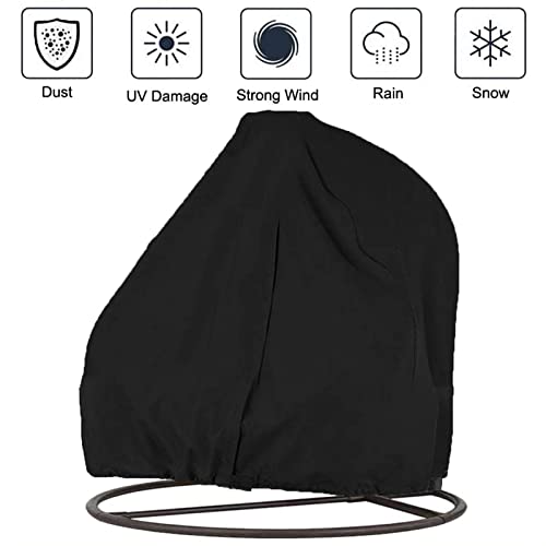 AUPERTO Hängesessel-Abdeckung, 200 x 230 cm, Doppel-Eierstuhl-Abdeckung mit Reißverschluss und Kordelzug, Outdoor, wasserdicht, winddicht, langlebig, strapazierfähig, Hängesessel, Möbelschutz
