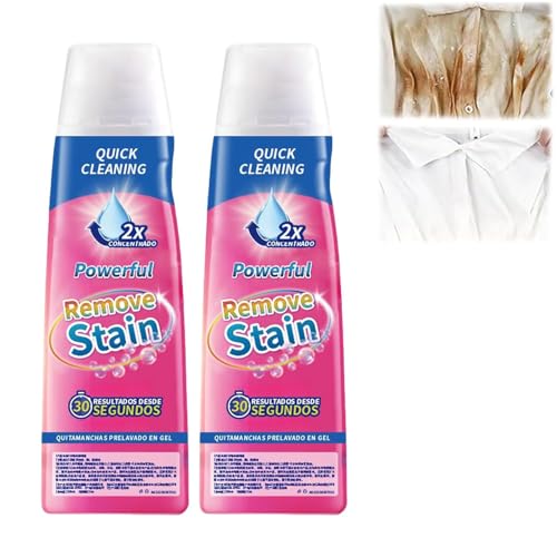 Nano - Gel removedor de manchas de limpieza rápida, gel limpiador de manchas resistente, manchas de lavandería sin blanqueador, manchas de lavandería con enzimas activas, potente removedor de manchas